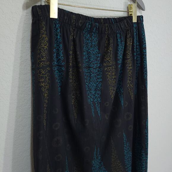 Black Diamond Print Skirt Womens XL Pull On Below Knee Casual Office Par… - Picture 8 of 10